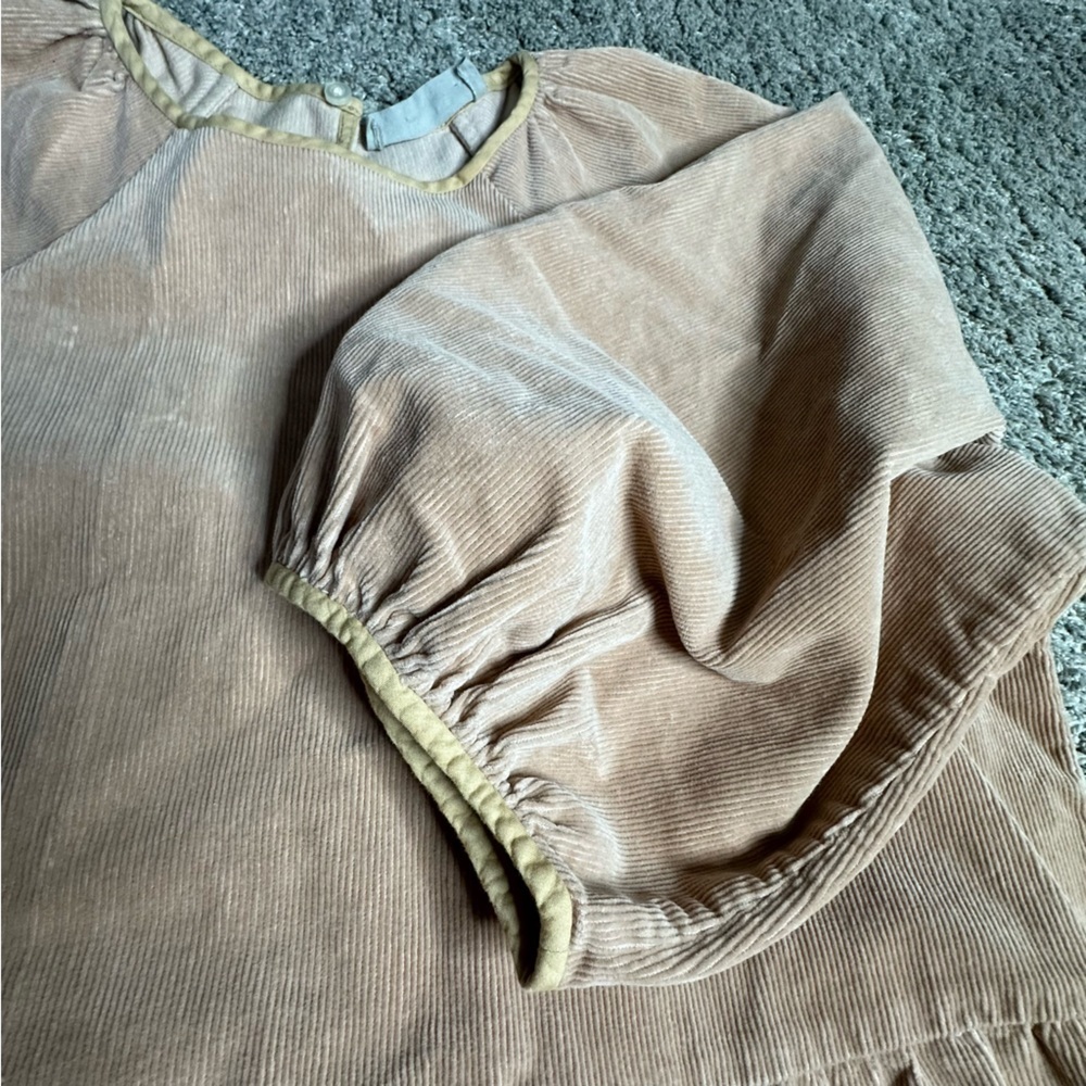 Everlane The Tiered Corduroy Midi Dress Small Tan pockets normcore cottagecore - Picture 11 of 14